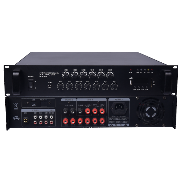 ZGY-6100  黑色100WUSB/SD卡收音藍(lán)牙2U六分區(qū)獨(dú)控定壓功放
